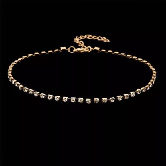 Rhinestone Choker Necklace Party Formal Casual Silver Gold - Picture 9 of 15